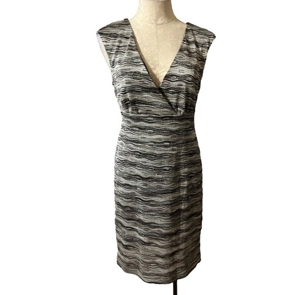 Connected Dress 10 Black Silver Gold Metallic Stretch Sheath Sleeveless Party - Picture 1 of 5
